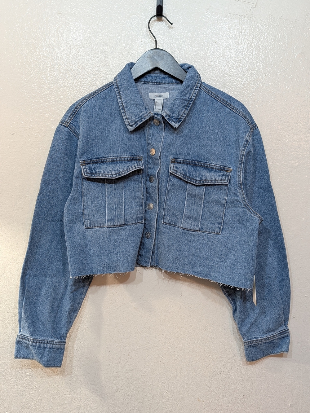 Cropped Denim Jacket - Light Blue